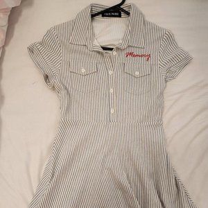 Blue and White Striped Open Back Memory Dress